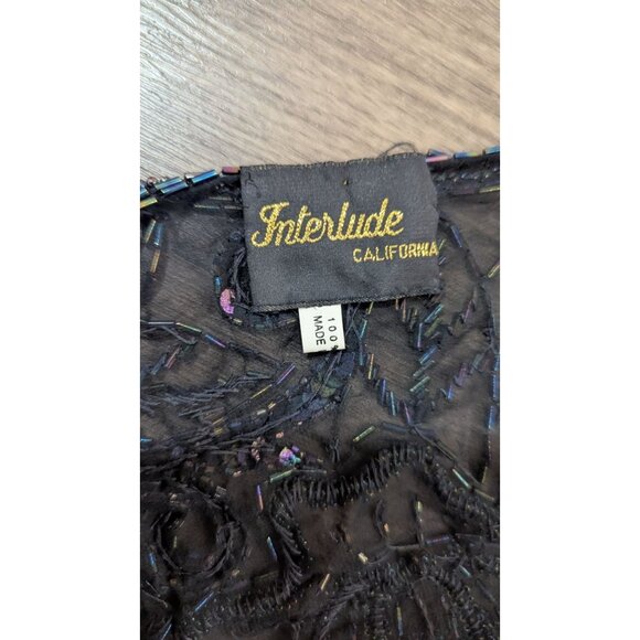 Vintage Intricate Beaded Sheer Bolero Shrug Interlude California Handmade Black - Picture 7 of 7